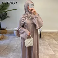 Cardigan de luxe brodé floral pour le Ramadan, élégante robe Abaya de Dubaï pour femmes musulmanes avec hijab, tenue de voyage islamique 6