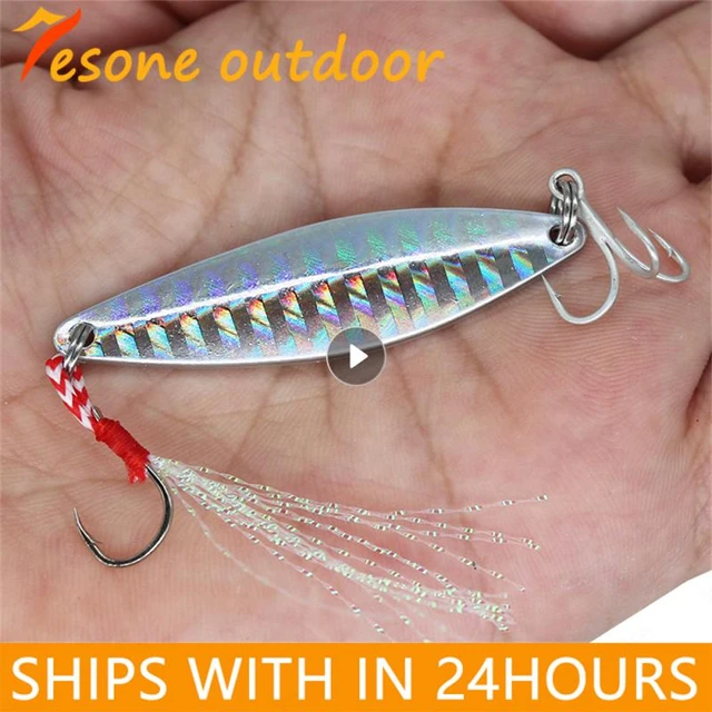 Lure Metal Jig Lure Spinning Spoon Feather Fishing Colorful Carbon  Artificial Bait Bass Hook Minnow Sinking Casting Pesca Bait - AliExpress