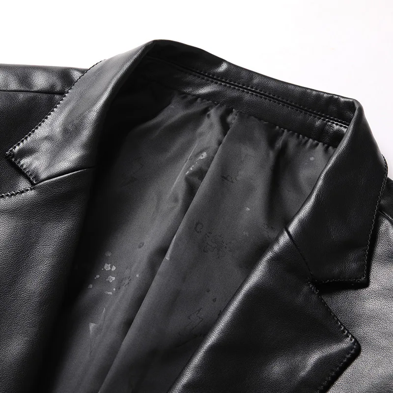 Plus Size 6XL 7XL 8XL Men's Leather Suit Jacket 2023 Autumn New Classic Black Business Casual Loose Pu Coats Male Brand 5