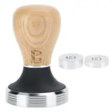 

58mm Flat Coffee Tamper Espresso Distribution Tool Wooden Handle Stainless Steel Coffee Espresso Tamper Hammer Coffee Accessorie