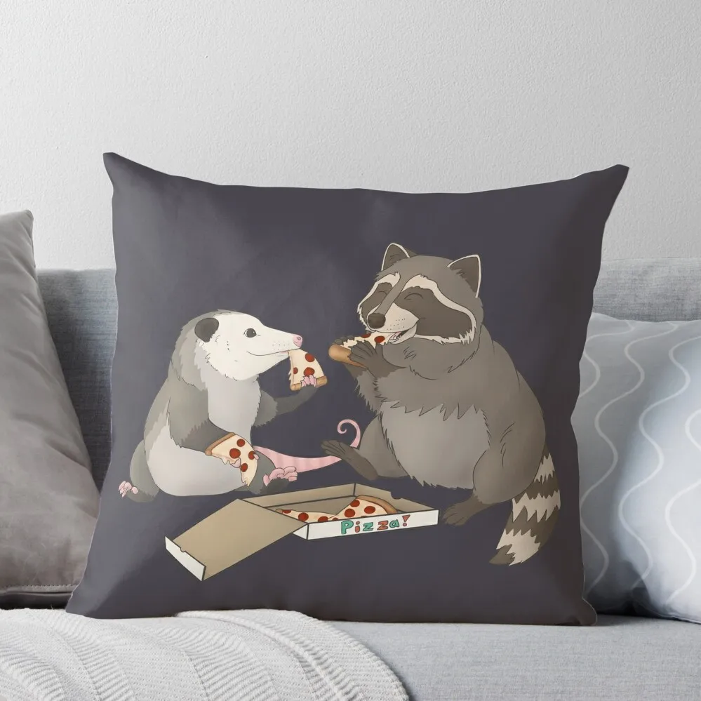 

Possum and Raccoon eating pizza Throw Pillow Pillowcases Decorative Cushion Christmas Covers For Cushions