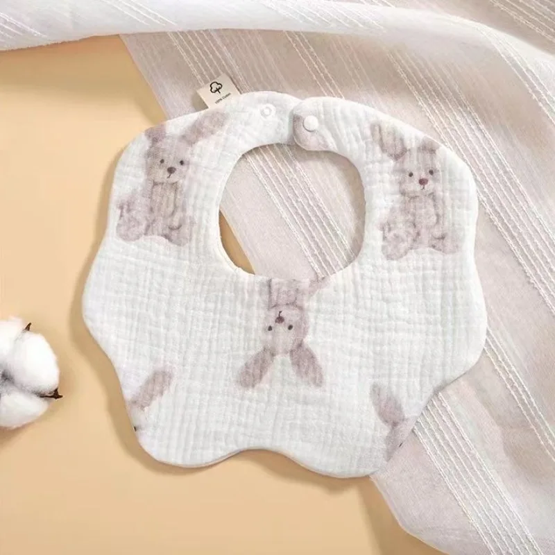 

New Baby Gauze Bib with Pattern Newborn Anti-vomiting Milk Easy To Clean Anti-drool Can Rotate Petal Bib