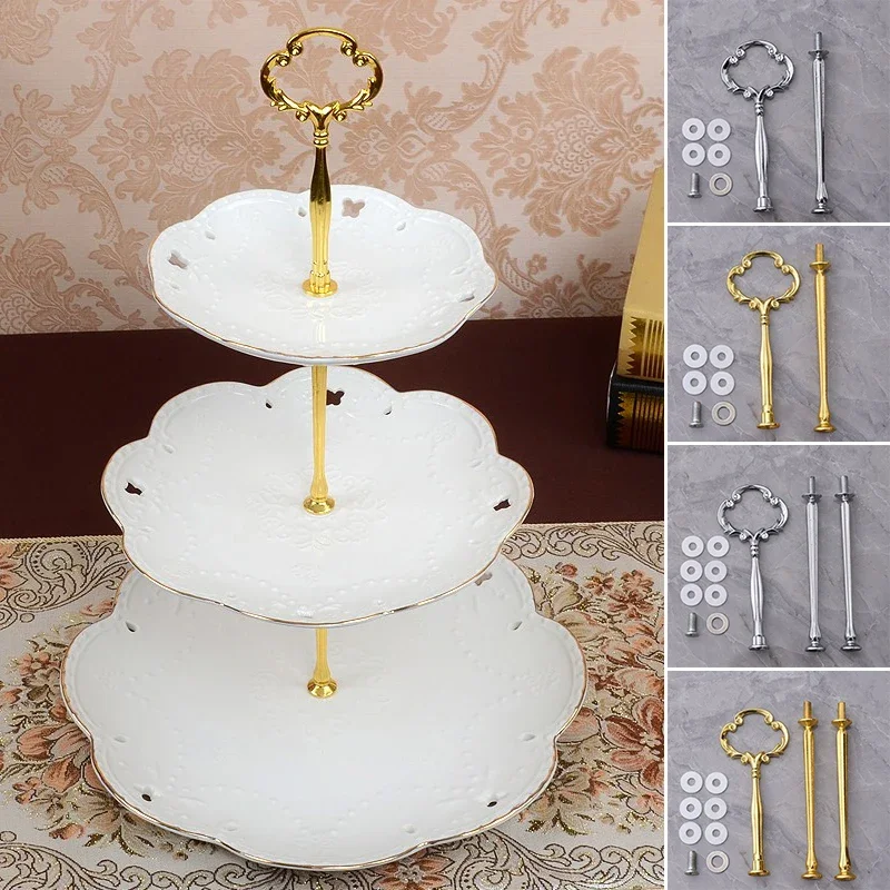 3 Layers Cake Plate Stand Handle Cake Stand Hardware Holder For Wedding Party Making Resin Cupcake Dessert Platter Serving