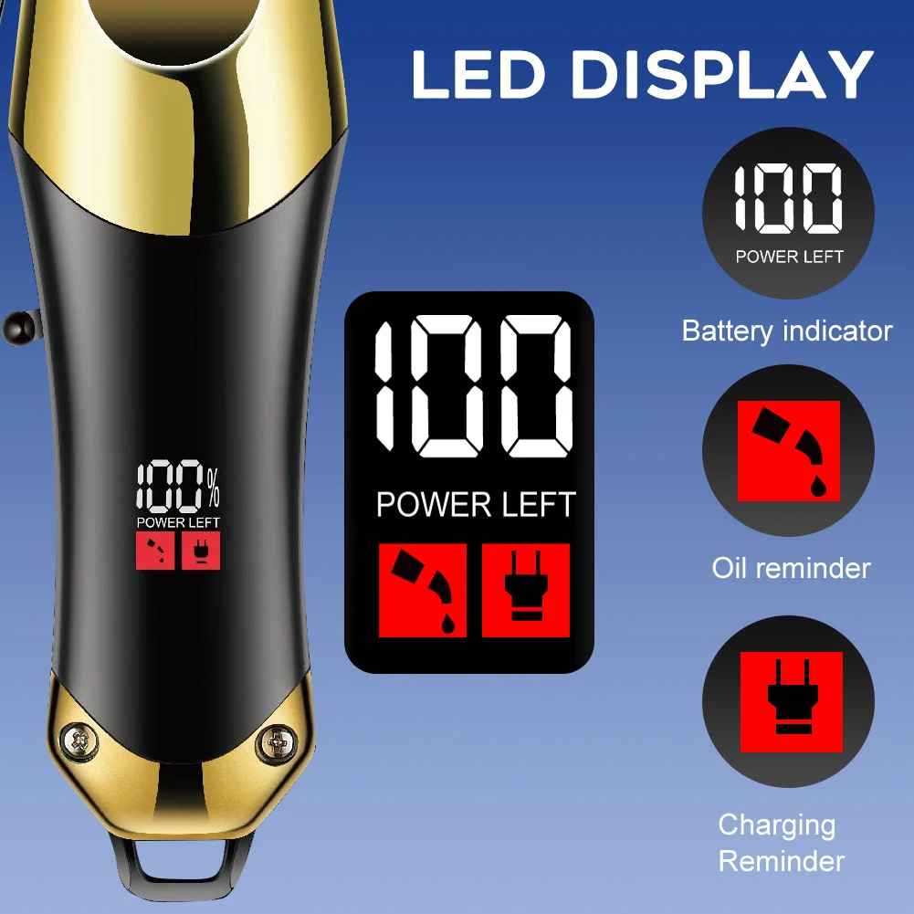 Solimpia 헤어 클리퍼 세트 남성용 전문 헤어 트리머 조정 가능한 블레이드 LED 디스플레이 헤어 커팅 머신 HT-678