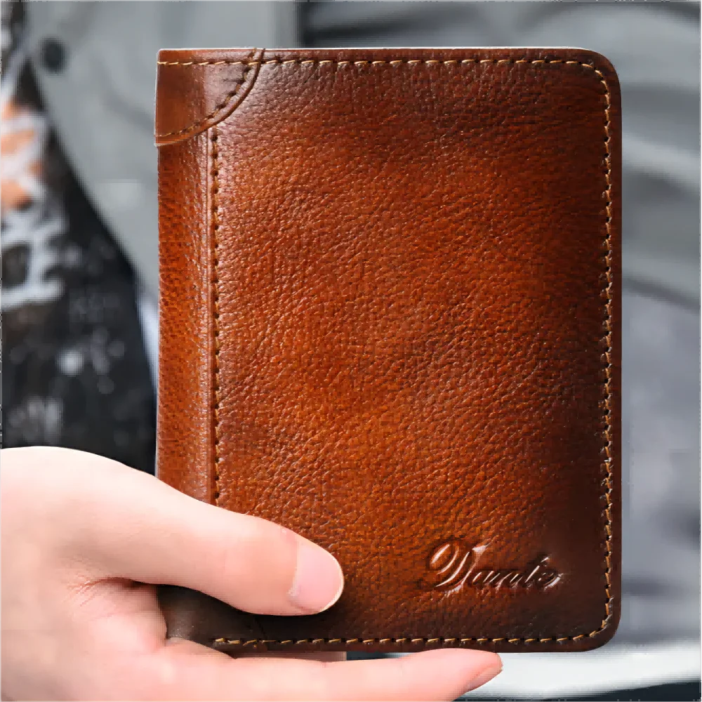 Men's leather wallet, top layer leather retro casual, mini coin wallet, wallet, anti-theft, small passport bag, made of leather