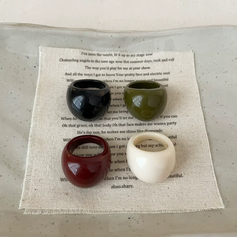 HangZhi 4pcs/set Vintage Irregular Geometric Resin Ring