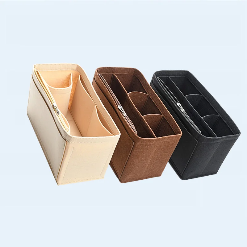 TINBERON Women's Makeup Organizer Felt Cloth Bag Liner Purse Cosmetic Bags Travel Portable Storage Wash Bag Handbags Accessories