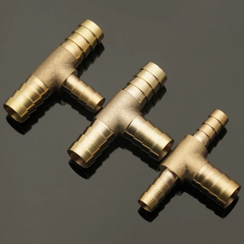 Messing Spleiß rohr verschraubung T-Form T-Schlauch Widerhaken 4 6 8 10 12 16mm Kupfer Stacheldraht verbinder Verbindung Luft Wasser Öl kupplung Adapter – Detail 1