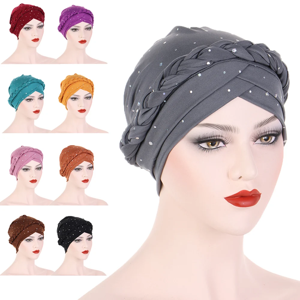 

Lady Women Cancer Hat Chemo Cap Muslim Braid Head Scarf Turban Hijab Head Wrap Cover Hair Loss Islamic Headwear Arab Fashion