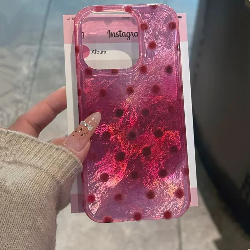 Raspberry Red Polka Dot Clear Hard Phone Cover