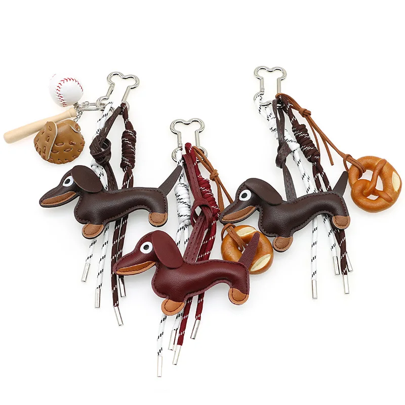 Porte-clés personnalisé de dessin animé, pendentif de sac, série saucisse en forme de chien, décoration suspendue pour cadeau, nouvelle collection