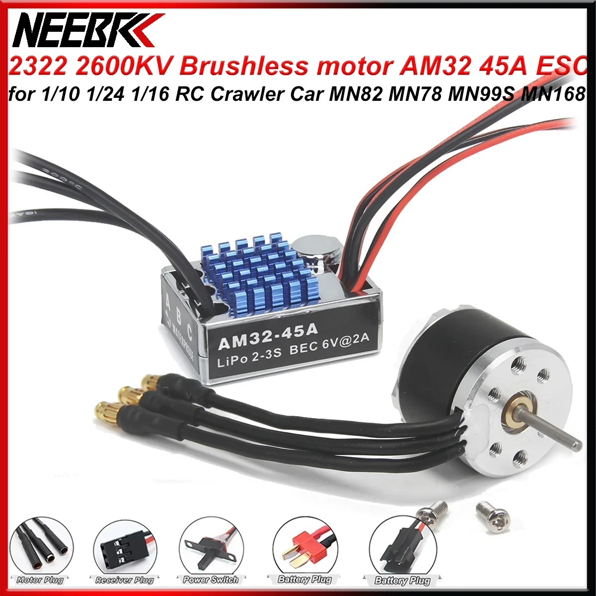 Moteur sans balais 2322 2600KV AM32 45A ESC combo pour drone RC