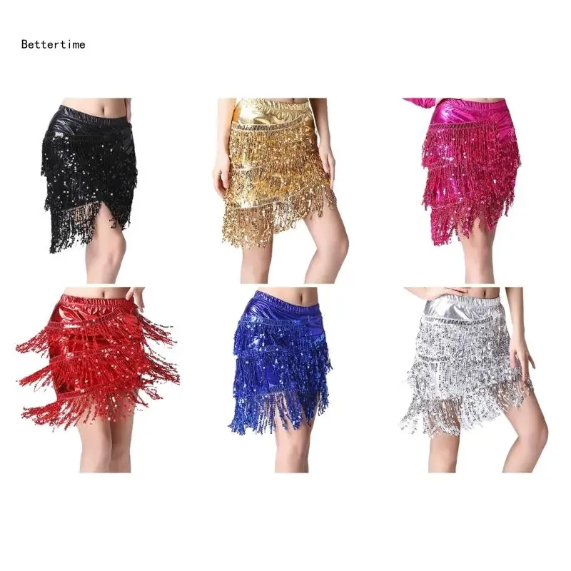 

B36D женская мини-юбка для латинских танцев с блестками и кисточками, юбки с бахромой, праздничный наряд