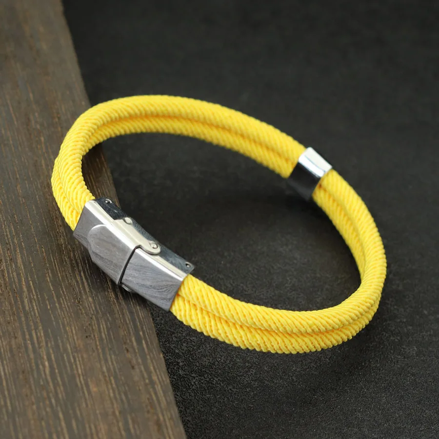 Stainless Steel Rope Bracelet for Men Double Layer Nautical