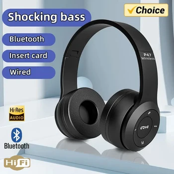 Stereo P47 Headset 5.0 Bluetooth Headset Folding Series Wireless Sports Game Headset for iphone HuaWei XiaoMi