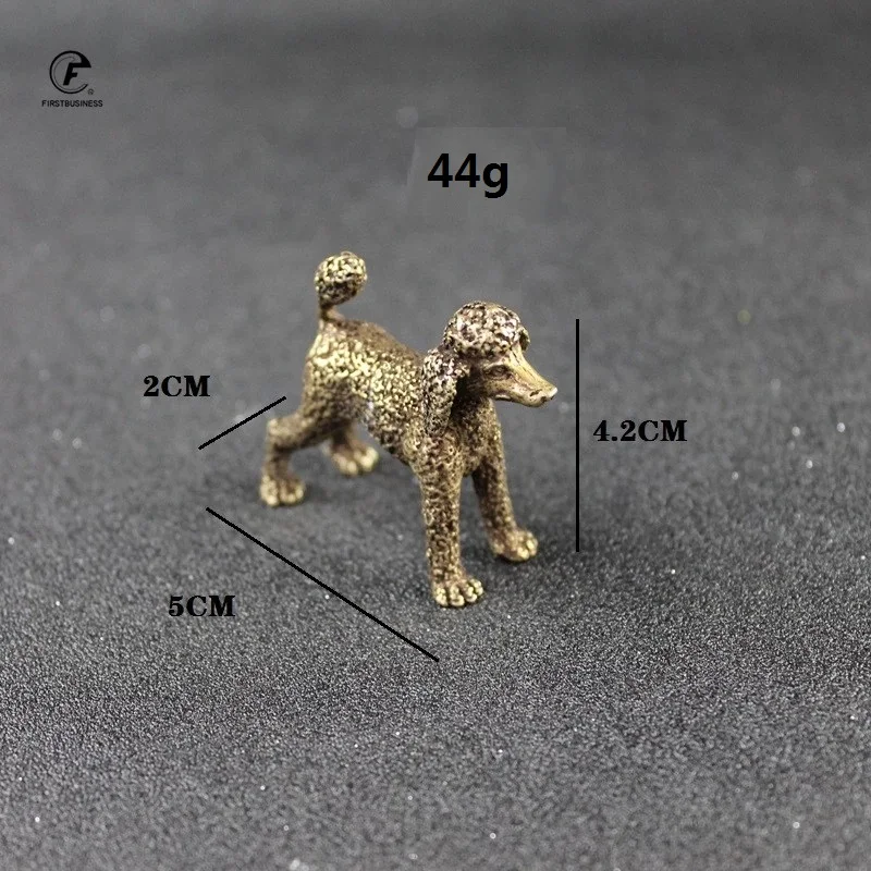 Room Decor Statues Pure Copper Cute Dog Statue Feng Shui Ornament Bronze Standing Poodle Figurines Lucky Desk Decorations Accessories Home Decor