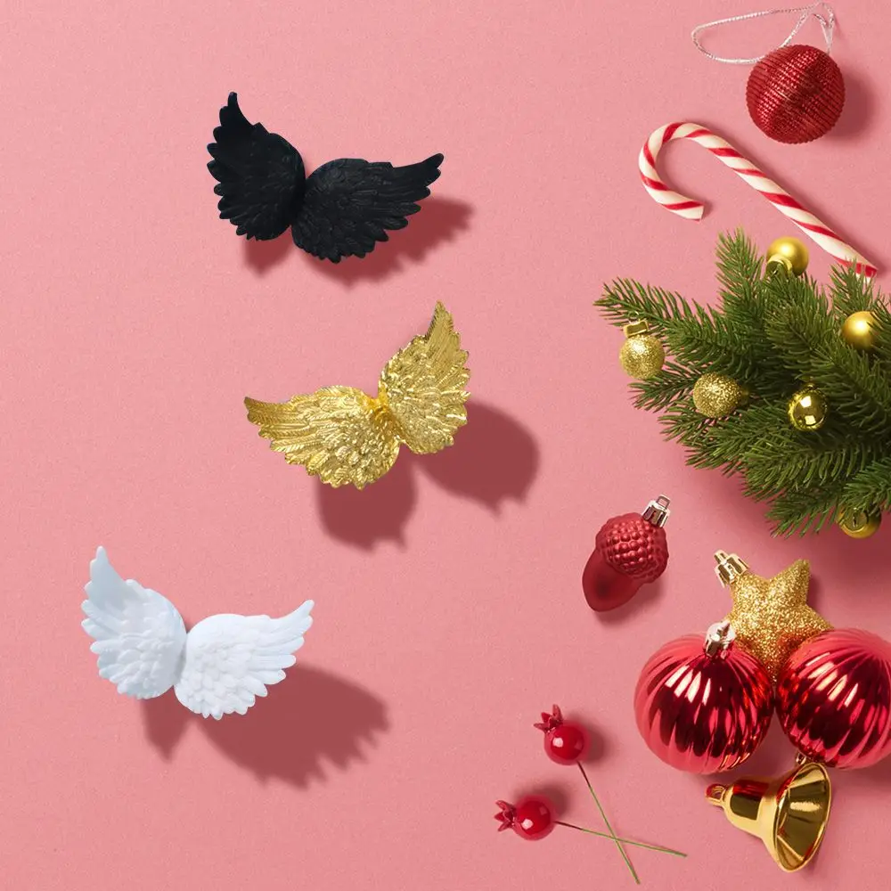 12Pcs Plastic Angel Wings Cake Decoration Christmas Tree Ornaments Happy Birthday Feathers Party Wings Costume DIY Crafts