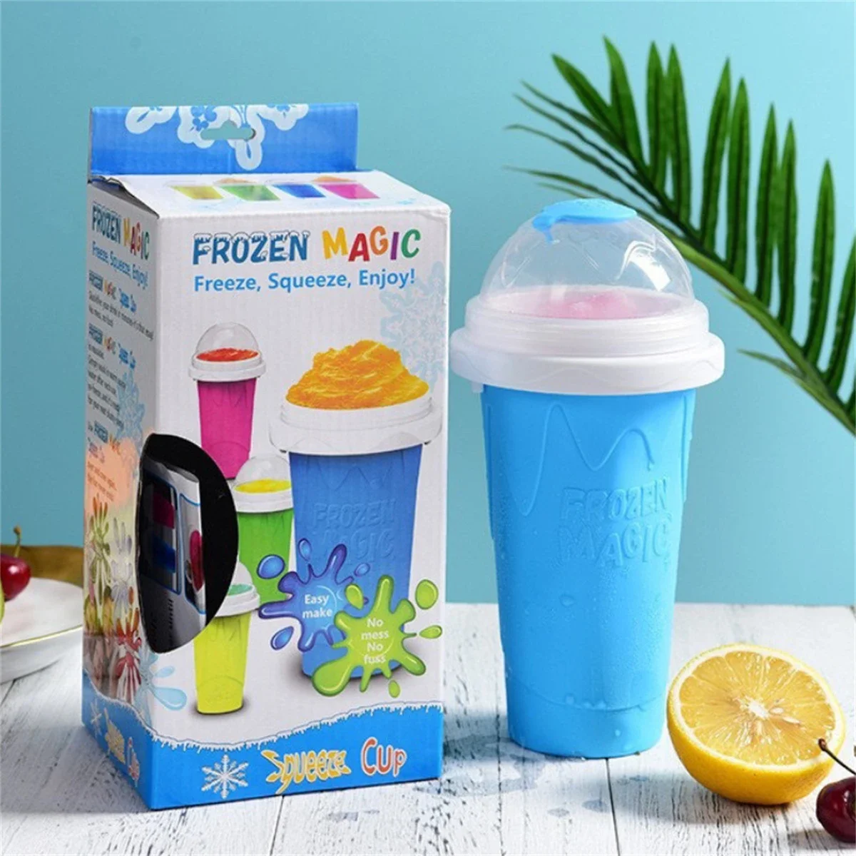 Smoothie Cup Homemade Smoothie Cup Quick-Frozen Ice Cream Milkshake Bottle Summer DIY Juice Iced Cup Freezed Portable Squeeze Slushie Cups