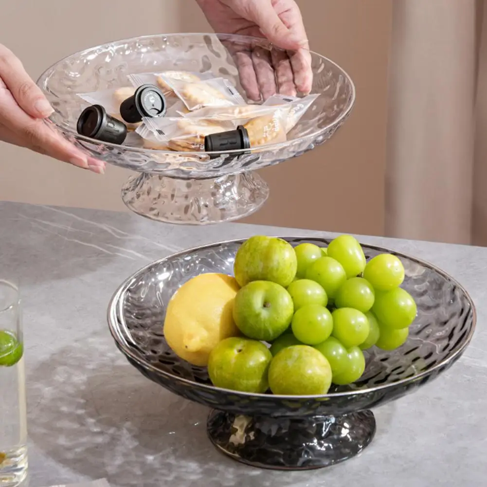 Clear Fruit Dish Round Drain Fruit Basket Modern Style Container For Kitchen Counter Table Centerpiece Decorative Home Decor