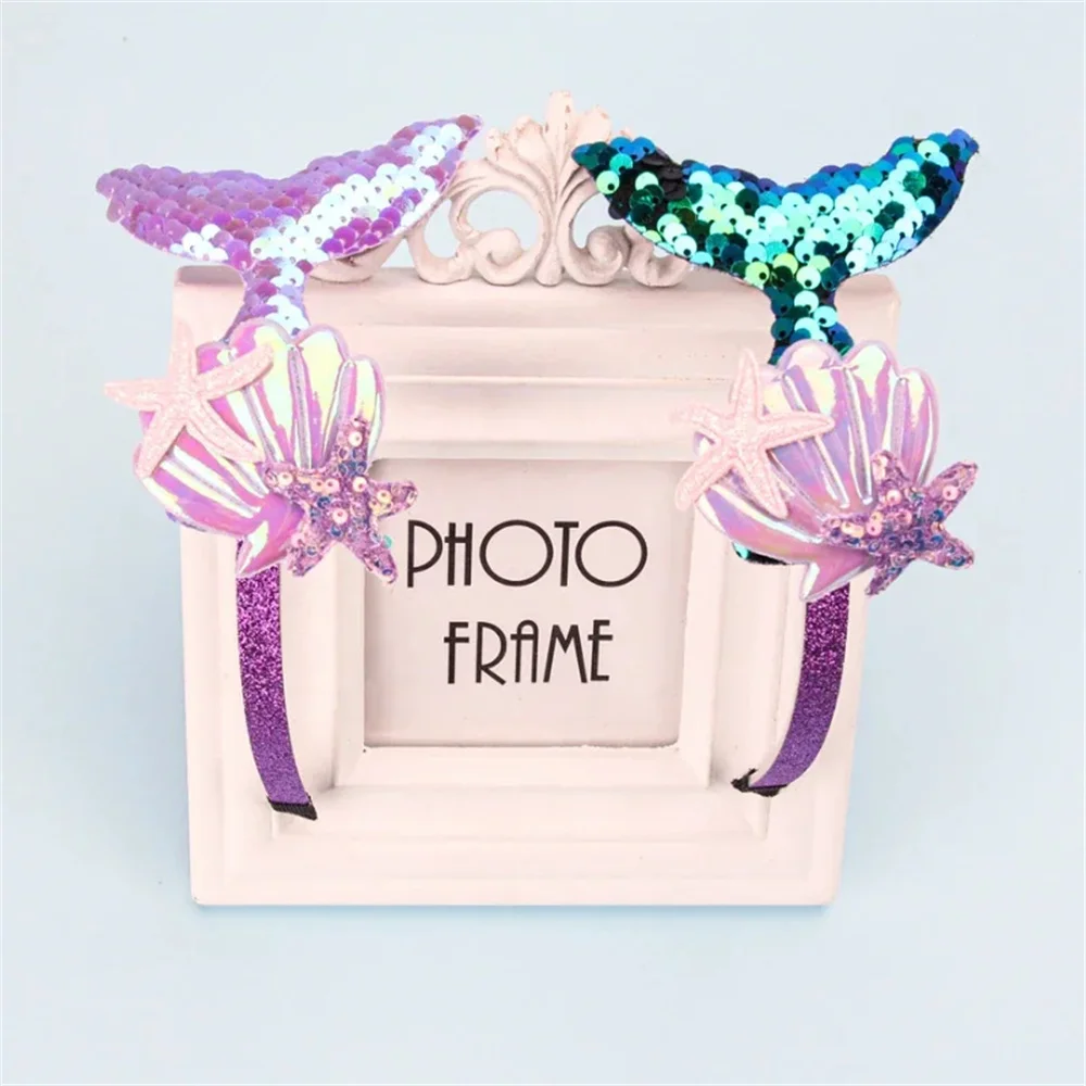 Girls Hairbands Mermaid Headwear Color Sequin Shells Hair Accessories Photo Prop Party Favors hair accessory,hair headdress