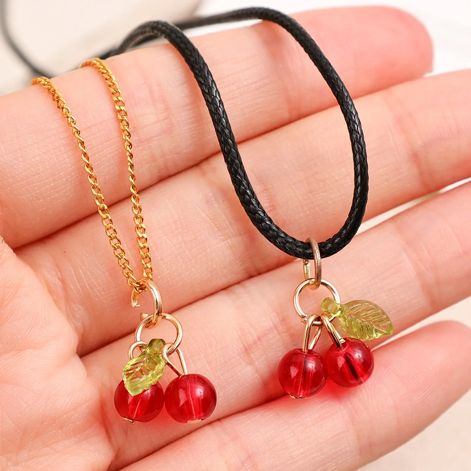 2-50PCS Red Cherry Charm Pendant 3D Small Cherry Glass Charms Pendants for Earring Jewelry Bag Phone Key Chain Diy Accessories