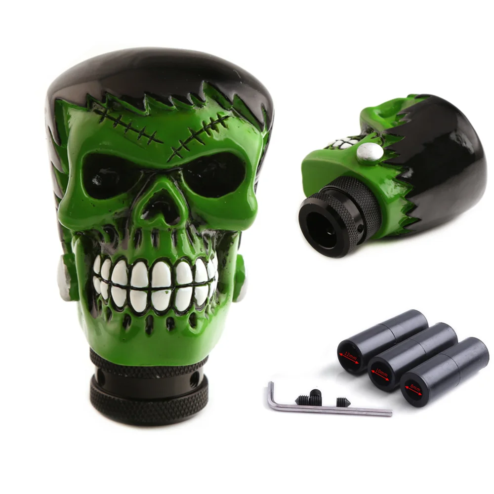 Green Skull Head Car Auto Manual Resin Craft Shift Gear Shifter Knob Universal