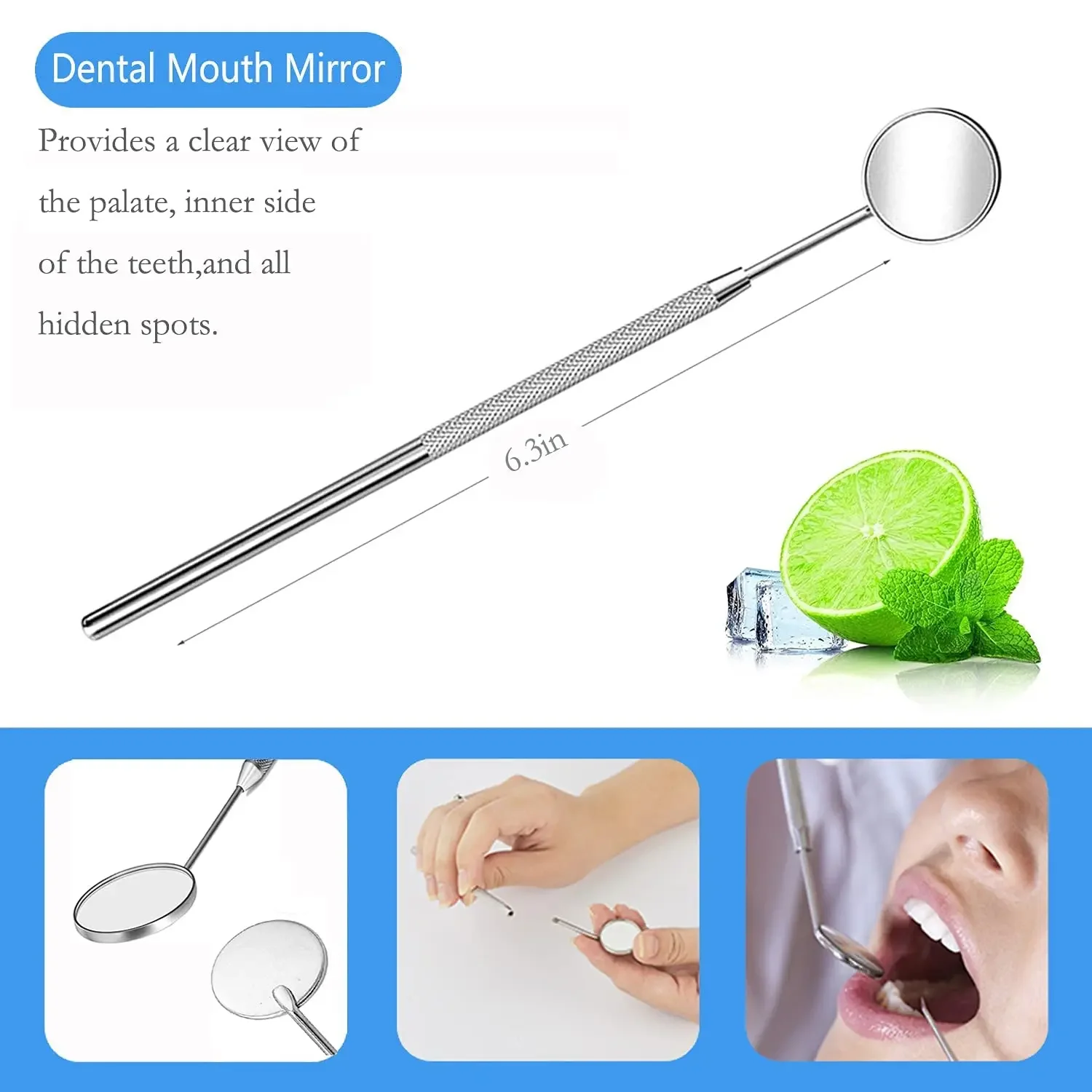 Stainless Steel Dentist Clean Tools Dental Mirror Double Probe Sickle Hoe Tooth Cleaner Dental Tool Products Oral Care Kit dental cleaning tools