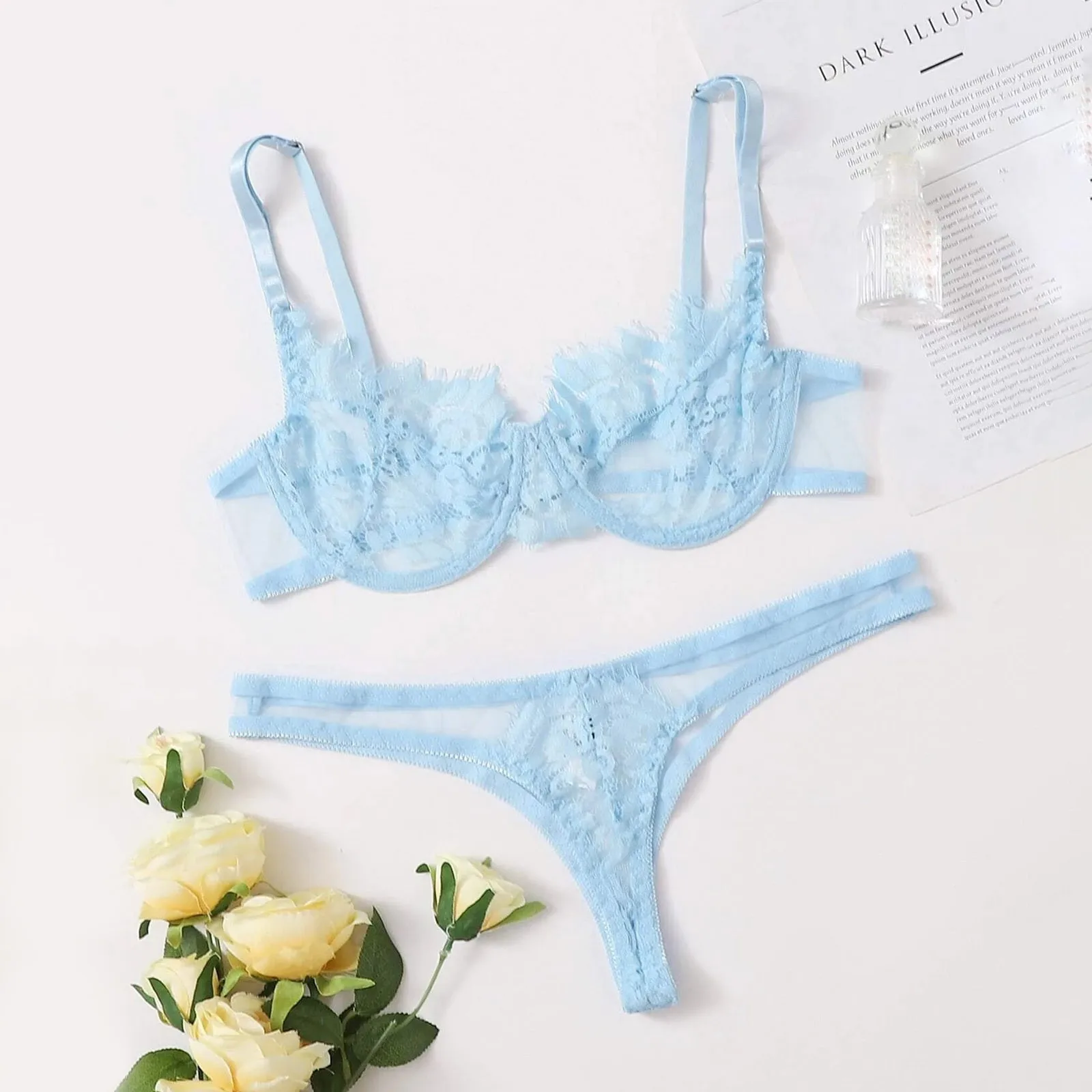 2-delig erotisch ondergoed sexy kanten lingerieset verleiding driepuntslingerie stalen ring bh string exotische sets porno_voghion.com