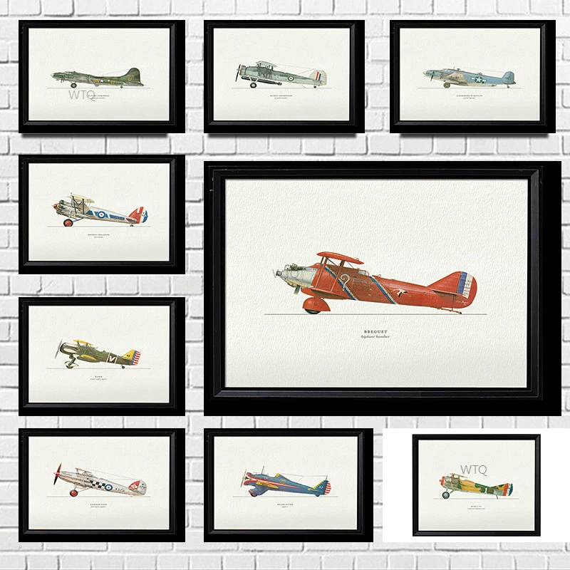 Aeroplano Vintage Poster Fighter Glider Breguet K2481 Space Flying Living Painting Wall Art Home Decor Canvas Poster Pilot Gift