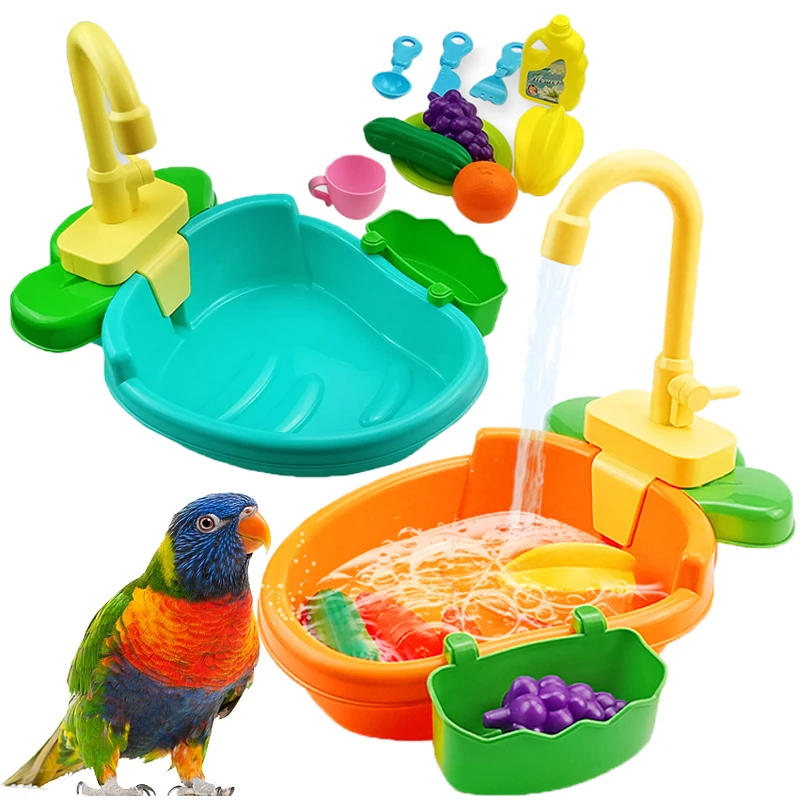 1seBirdsToysParrotShowerPetBirdBathCageBasinBathPerchShower