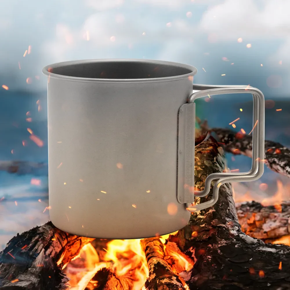 Ultralight Camping Mug Titanium Cup Tourist Tableware Picnic Utensils Outdoor Kitchen Tableware Equipment Cookware Coffee Cup
