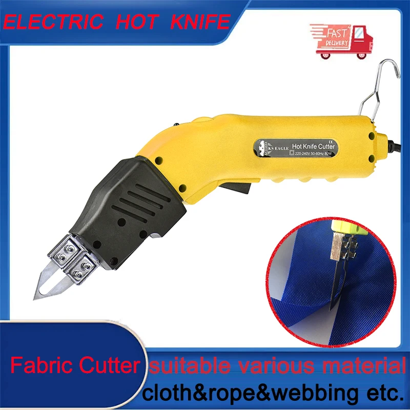 Electric Hot Knife Non-Woven Fabric Rope Cutter 80W Portable Leather  Curtain Heat Cutting Tool Hot Melt Sealing Synthetic Fabric