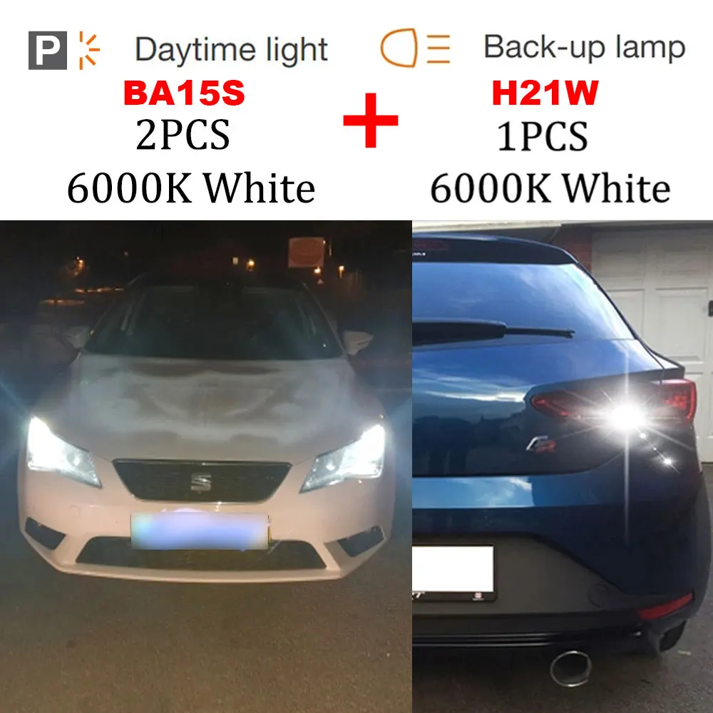 thumbnail image 1 of BMTxms Canbus para Seat Leon 3 MK3 5F 2013-2020 Luz LED DRL de circulación diurna para coche Lámpara exterior de marcha atrás Bombilla de luces sin errores, 1 of 5