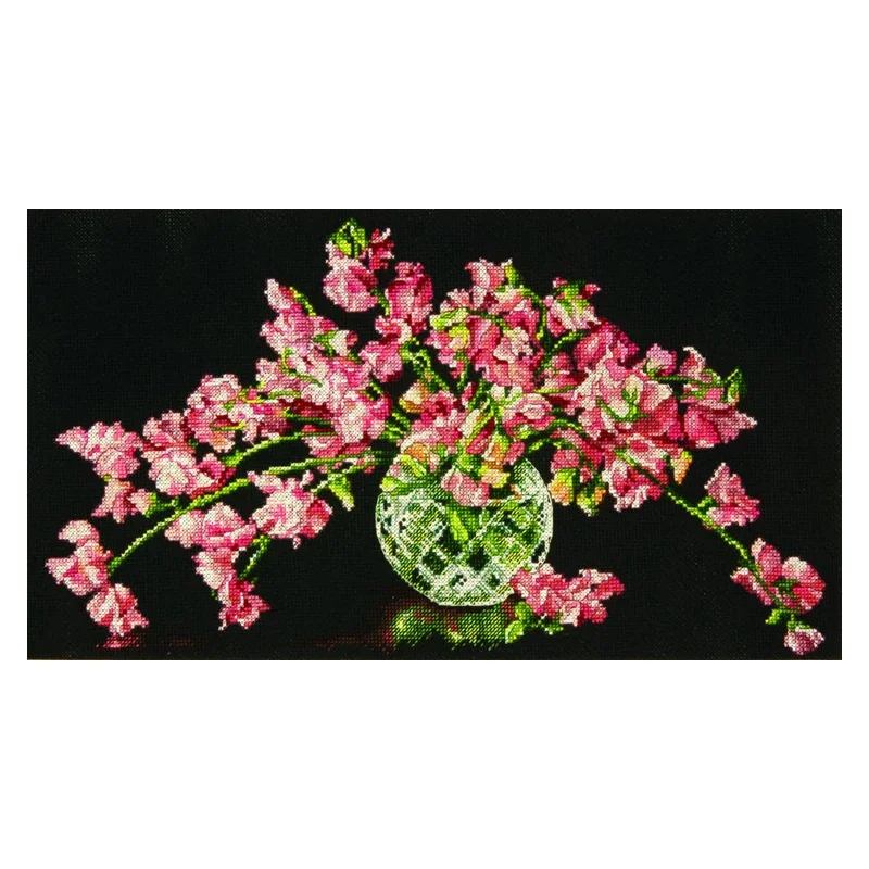 Amishop Gold Collection Bellissimo Kit Punto Croce Contati Sweet Pea Perfection Flower Flowers Bouquet Vaso Dim 35284