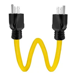 Heavy - Duty Dual Male Extension Cord - 3 Prong, 12AWG, 125V, Ideal (YELLOW)