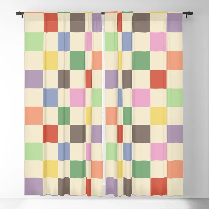 

Colorful Checkered Pattern Blackout Curtains 3D Print Window Curtains For Bedroom Living Room Decor Window Treatments