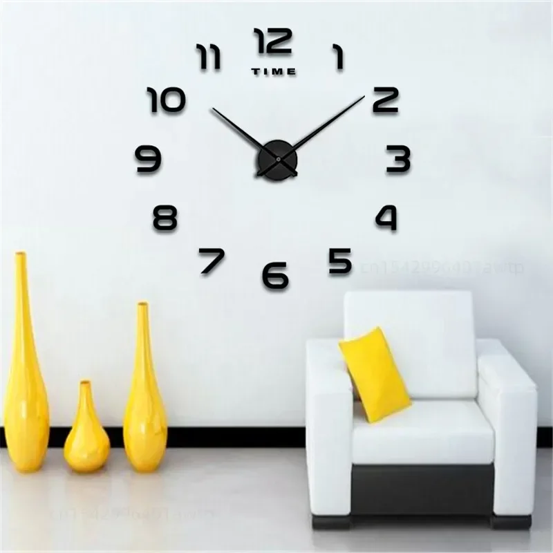 Modern Design Large Wall Clock 2D DIY Quartz Clock Fashion Watch Acrylic Mirror Stickers Living Room Home Decoration wall clock