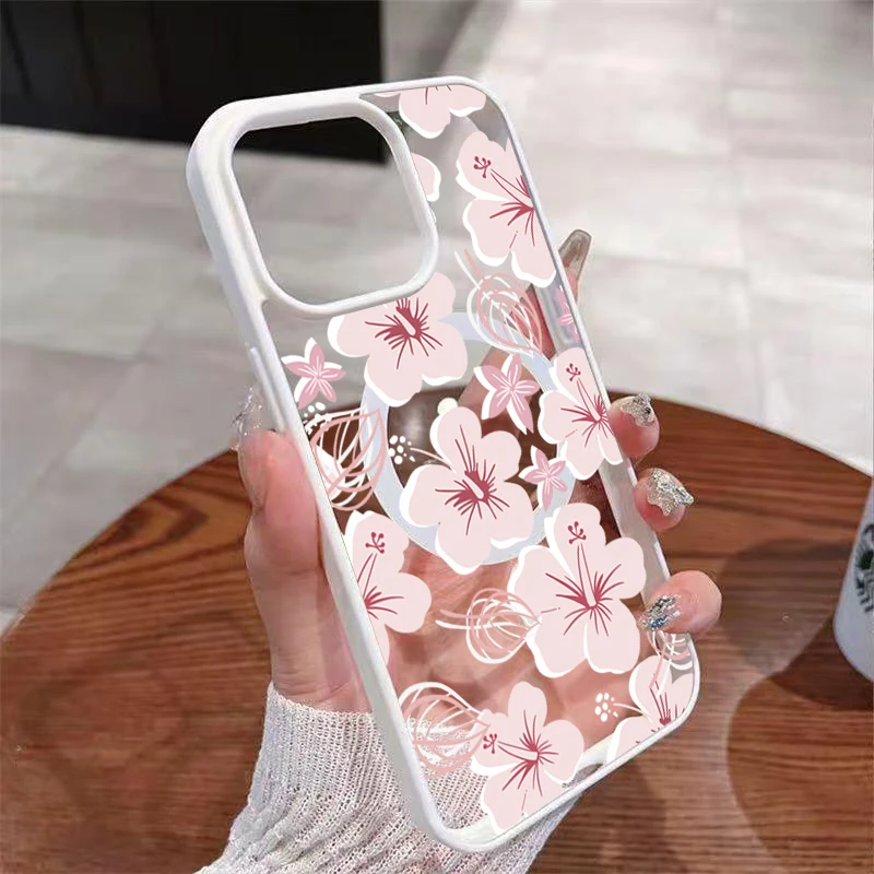 Elegant Minimalist Floral Phone Case with Magnetic Cover