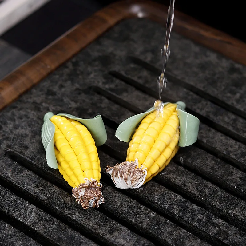 Hand-made Corn Tea Pet, Tea Tray, Ceramic Ornament, Creative Tea Ceremony, Zen Tea, Boutique Decoration