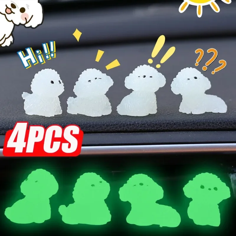 

New Nightglow Car Ornaments Mini Car Center Console Glow Puppy Pendant Automatic Interior Noctilucent DIY Decoration Accessories