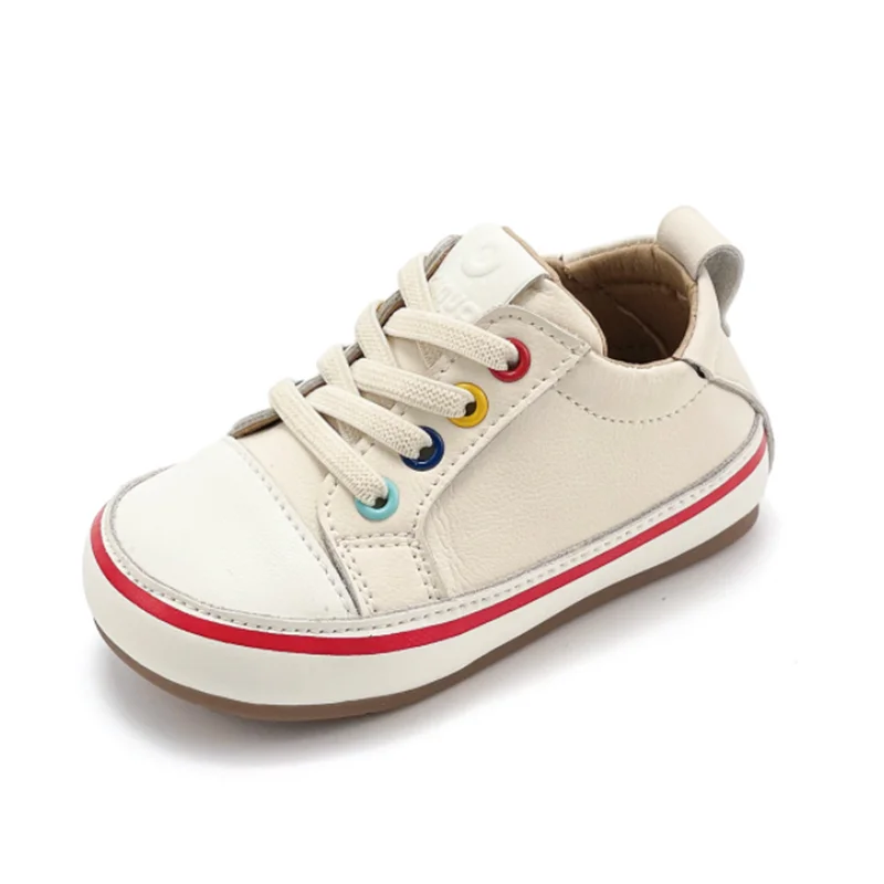 2024 New Spring/Autumn Baby Shoes Leather Toddler Boys Barefoot Shoe Soft Sole Girls Outdoor Tennis Fashion Little Kids Sneakers