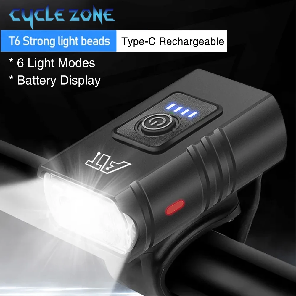 USB Rechargeable T6 LED Bike Headlight with 6 Modes – Premium Bicycle Front Lamp
