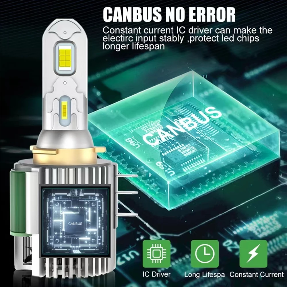YHKOMS H15 LED Bulbs Car Headlight High Beam Day Driving Running Light 12V 6500K White Auto Lamp Canbus