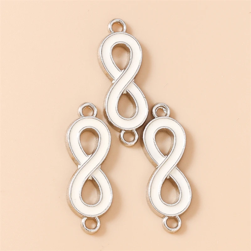 20 Stück 10 x 27 mm niedliche bunte Emaille-Infinity-Symbol-Anhänger-Verbinder für die Schmuckherstellung, Armbänder, Halsketten, DIY-Bastelbedarf – Detail 15