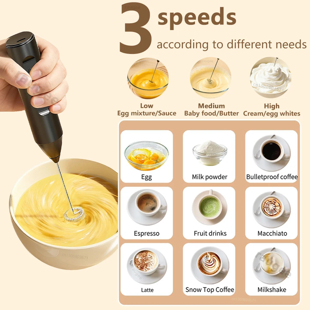 Electric Portable Handheld Milk Frother and Coffee Blender for Creamy Lattes and Cappuccinos