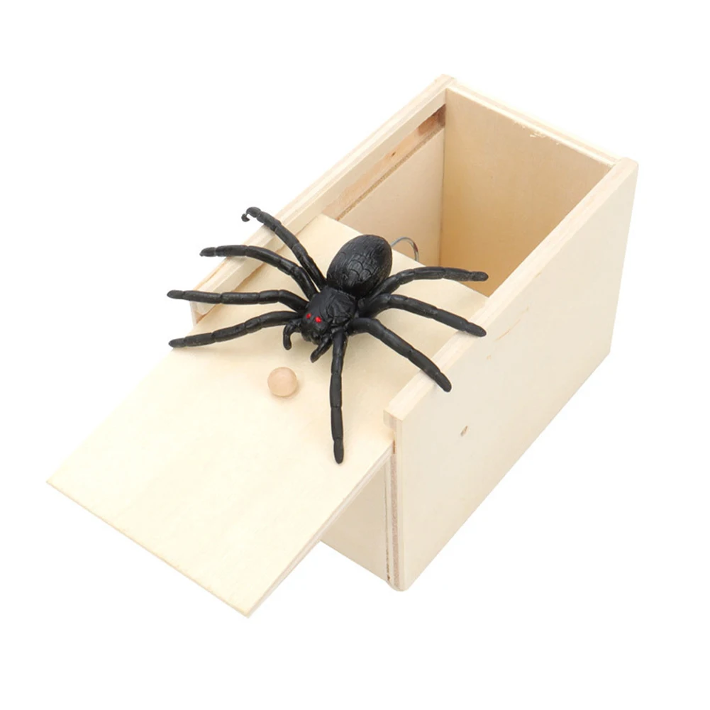 Trick Spider Funny Scare Box Wooden Hidden Box Quality Prank Wooden Scare Fun Game Prank Trick Friend Office Toys