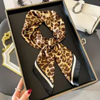 Luxury Women Silk Satin Hair Scarves Fashion Square Leopard Print Headscarf 70cm Professional Designer Scarf Headband 1