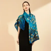 Van Gogh Oil Painting Apricot Flowers Silk Scarf Women Designer Tree Shawl Long Bandana Foulard Femme Luxury Hijab Scarves 180cm 1