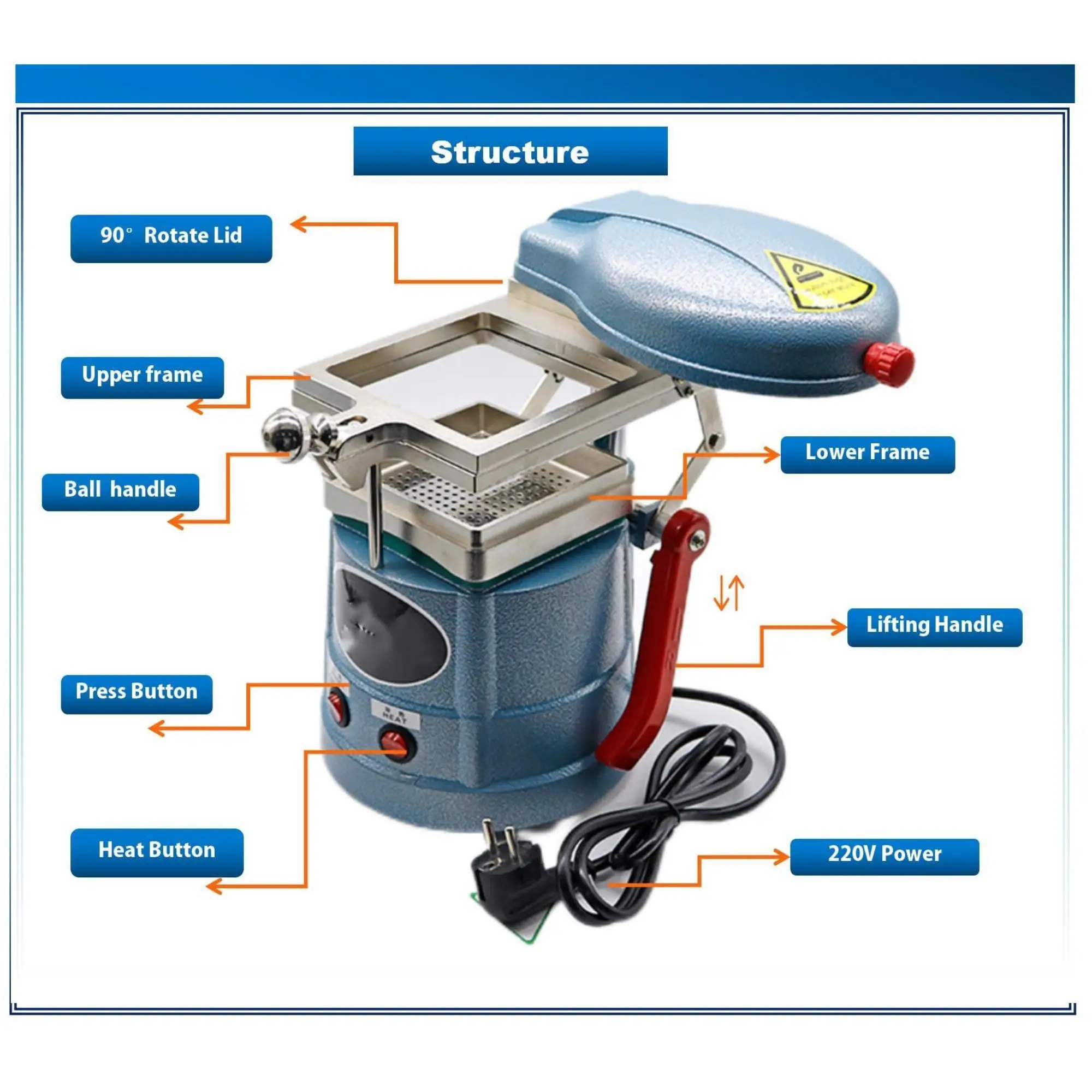 Dental Vacuum Forming Machine Orthodontic Retainer Maker Thermoforming Former