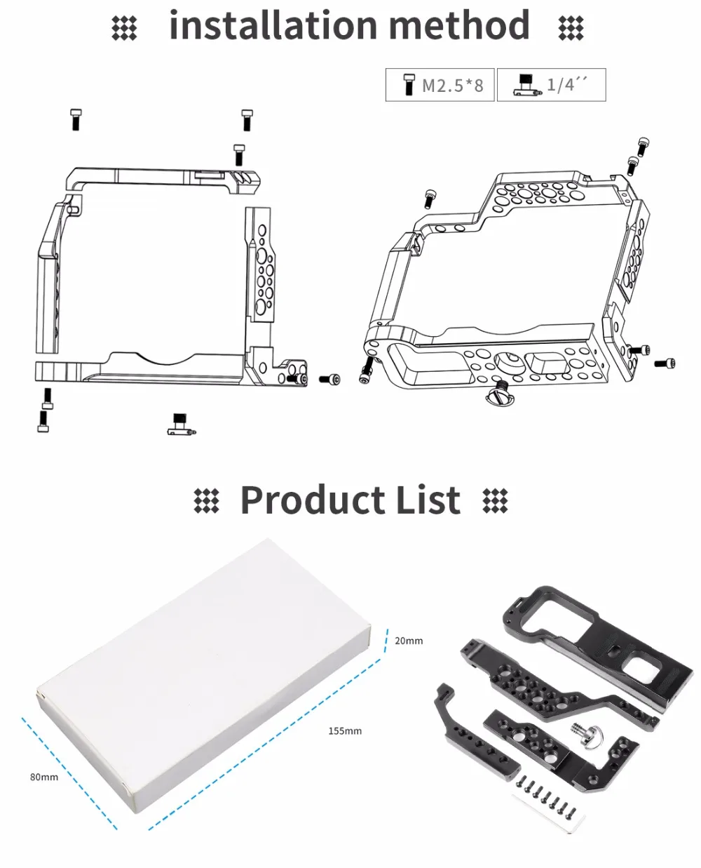 Description Picture 3 of itemX-T3 Camera Cage Video Cage for Fujifilm X-T3 XT3 / XT2 X-T2 DSLR Tripod Stabilizer Rig Protective Case Double Hot Shoe Bracket